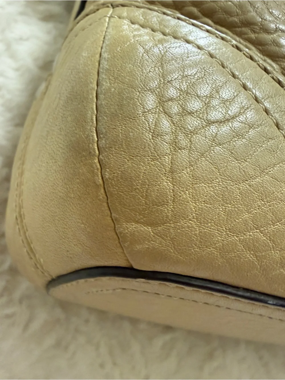 Coach Beige Pebbled Leather Shoulder Factory Bag
